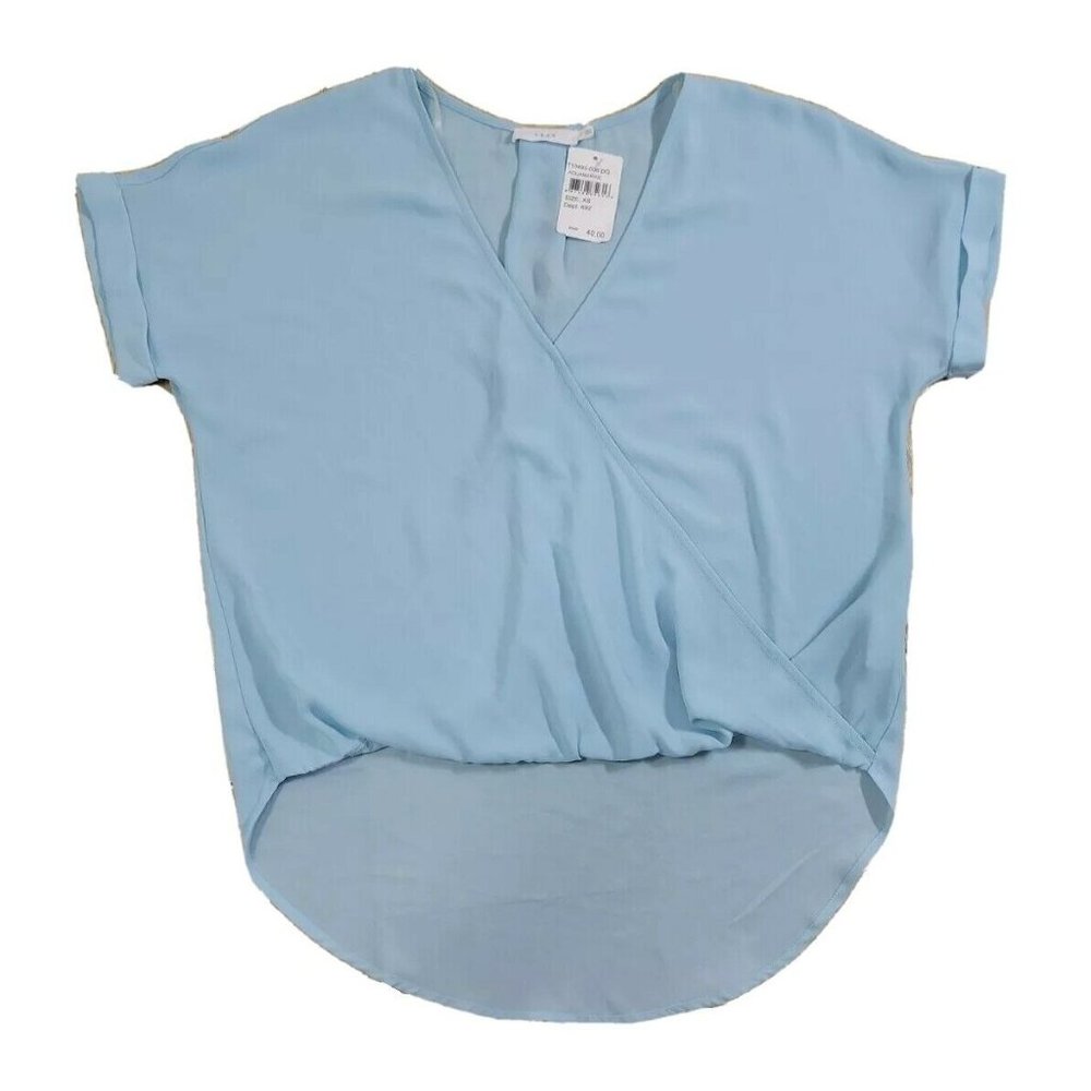NEW - LUSH Aquamarine Blue Women's XS Oversized Blouse Top 100% Polyester S/S